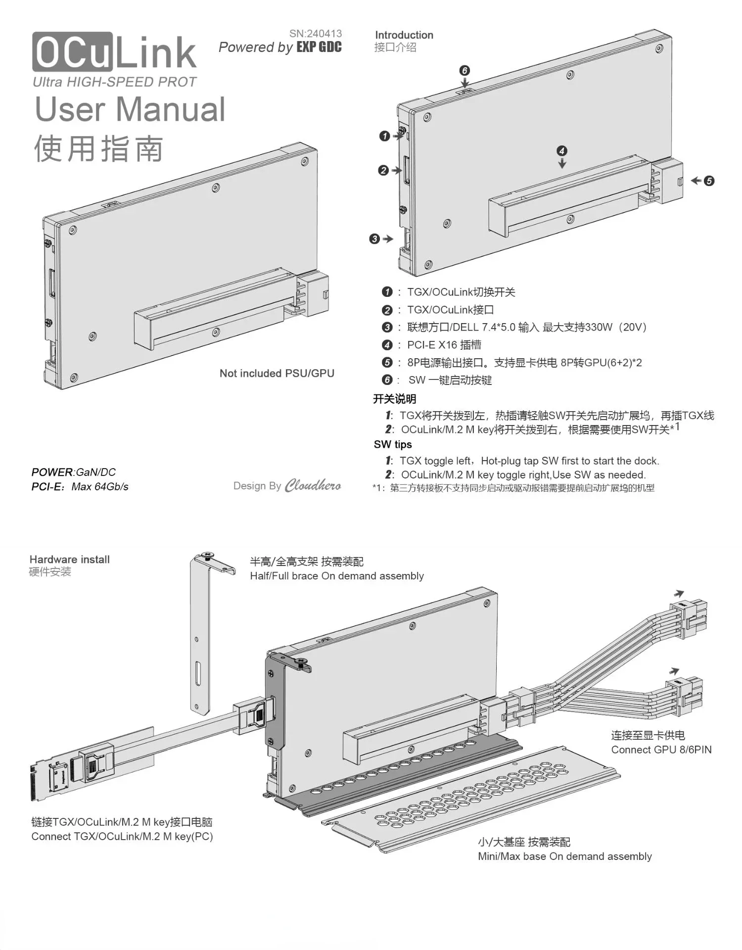OCuP4GaN OCuLink GPU Dock Case - External Gpu Dock Pcie 4.0 Oculink recension och pris